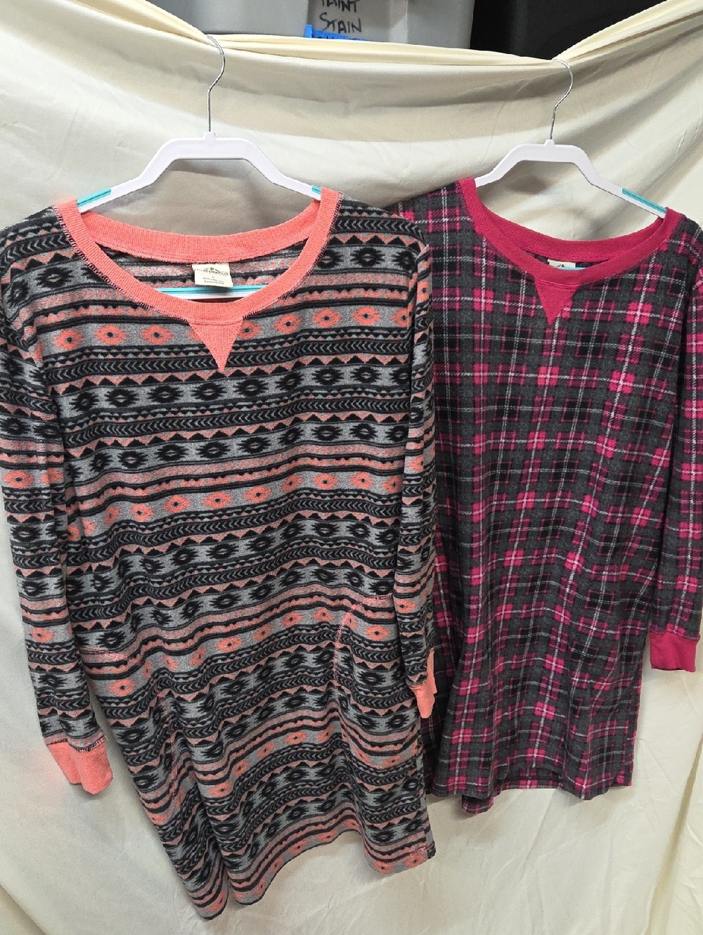 2 Women's Cozy Nightshirts - Sleepwear Pajama With Side Pockets LARGE